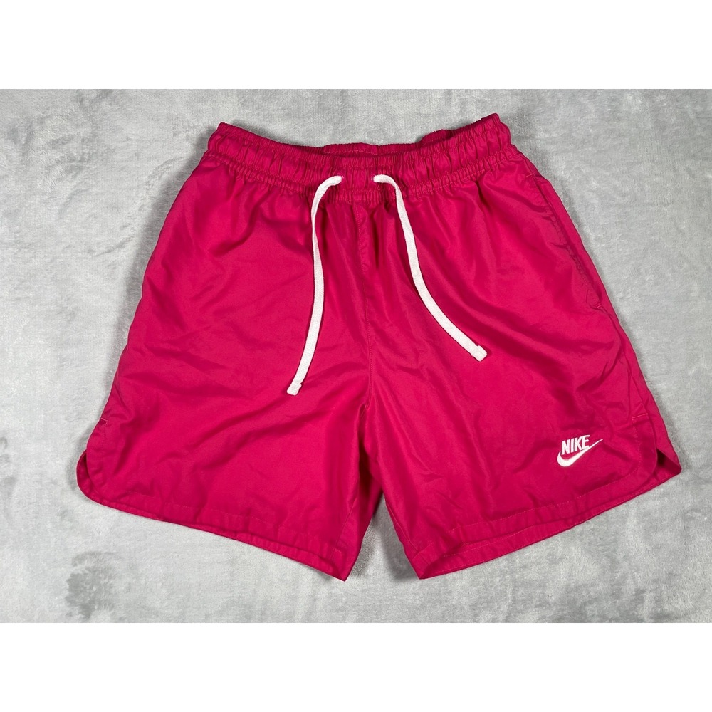 Nike Athletic Shorts Women Small Pink Swoosh Running Gym Drawstring Lined
